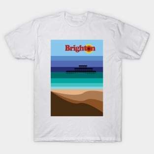 Brighton Beach and West Pier, Sussex Coast Art T-Shirt